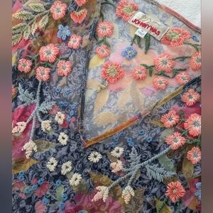 Johnny Was Floral Embroidered Maxi Dress